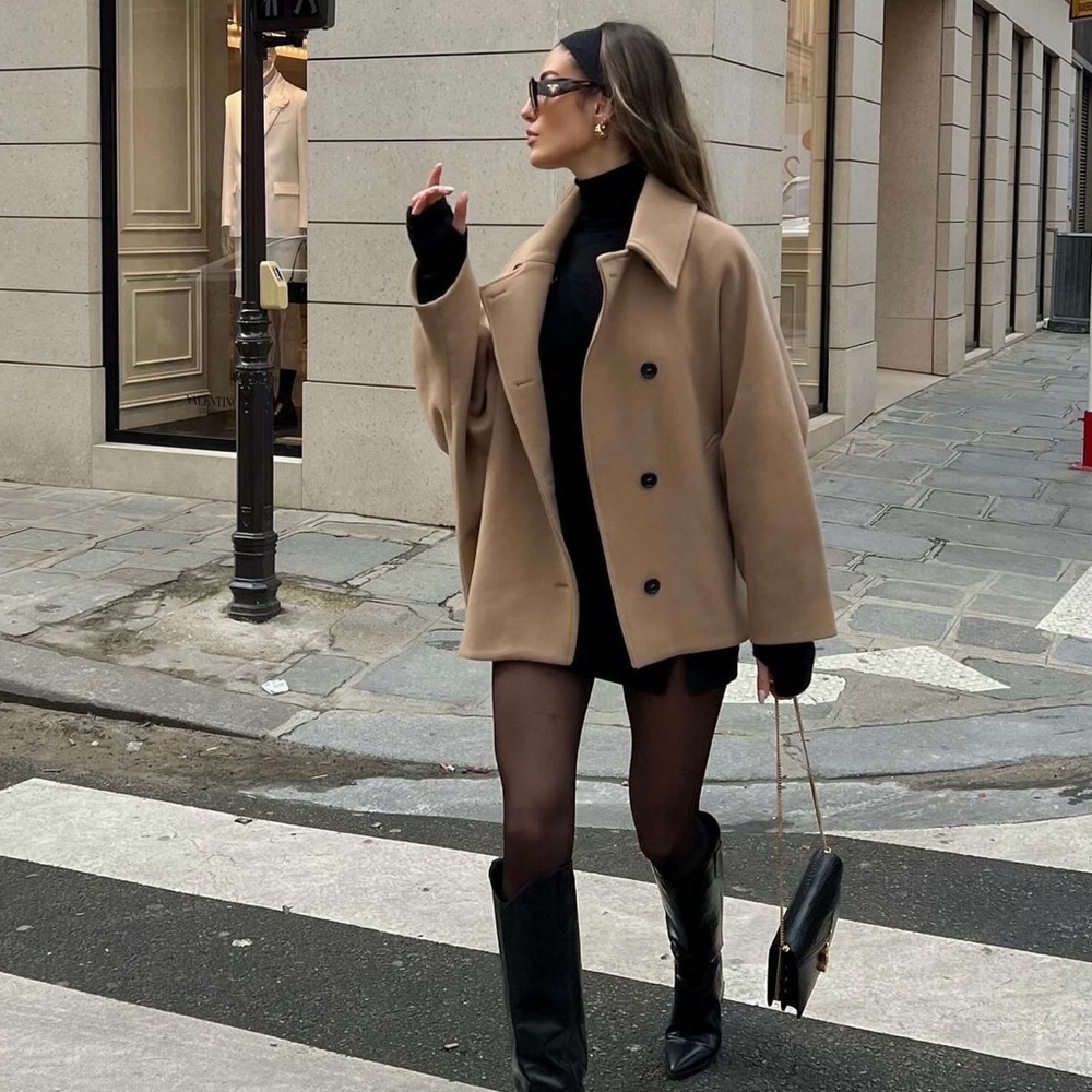 NWOT ZARA CROPPED OVERSIZED COAT ZW COLLECTION